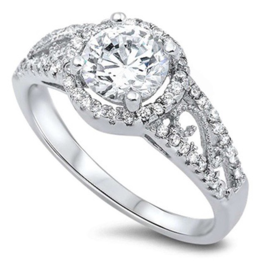 3CT Fine Cz Antique Filigree Engagement .925